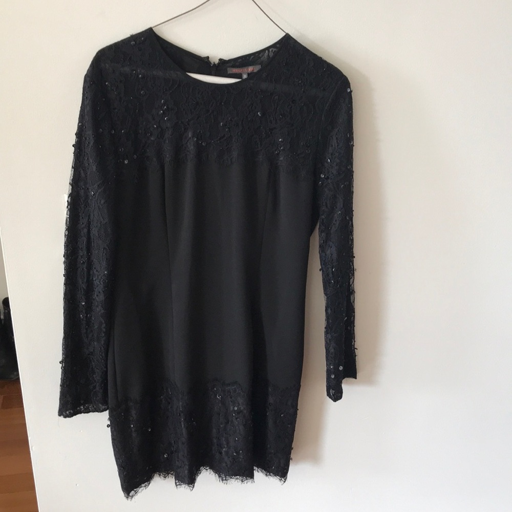 NWT long-sleeve Black Mini Dress w lace detailing